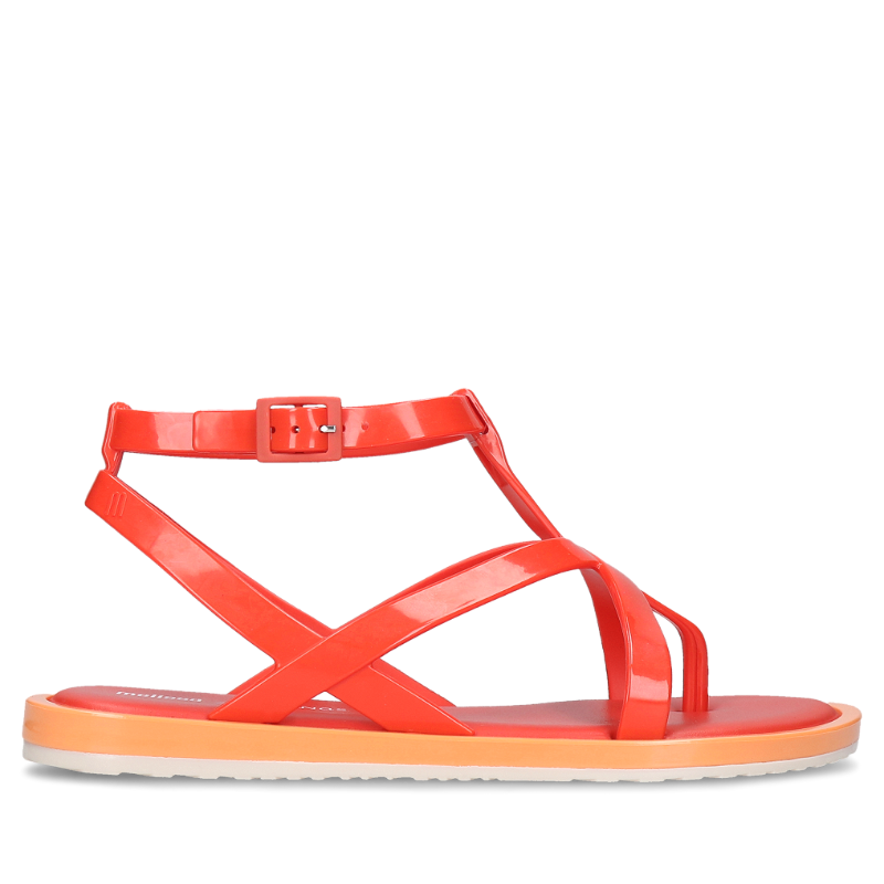 Czerwone, neonowe sandały damskie z pachnącego tworzywa, Melissa, ME0408-01, Konopka Shoes