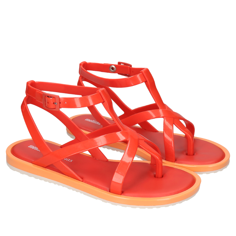 Czerwone, neonowe sandały damskie z pachnącego tworzywa, Melissa, ME0408-01, Konopka Shoes