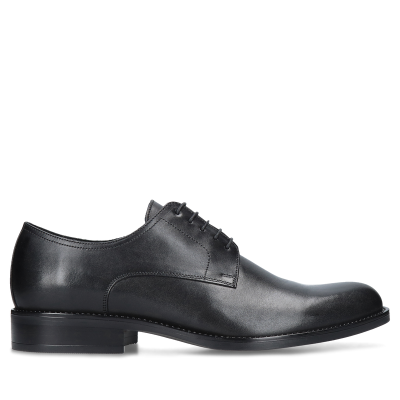 Męskie buty czarne, eleganckie derby, skórzane buty do ślubu, Conhpol, Konopka Shoes