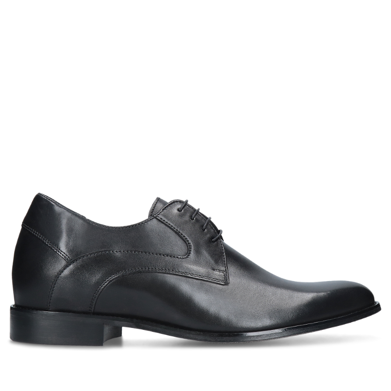 Czarne buty podwyższające Luis + 7 cm, Conhpol - Polska produkcja, Półbuty podwyższające, CH6343-02, Konopka Shoes