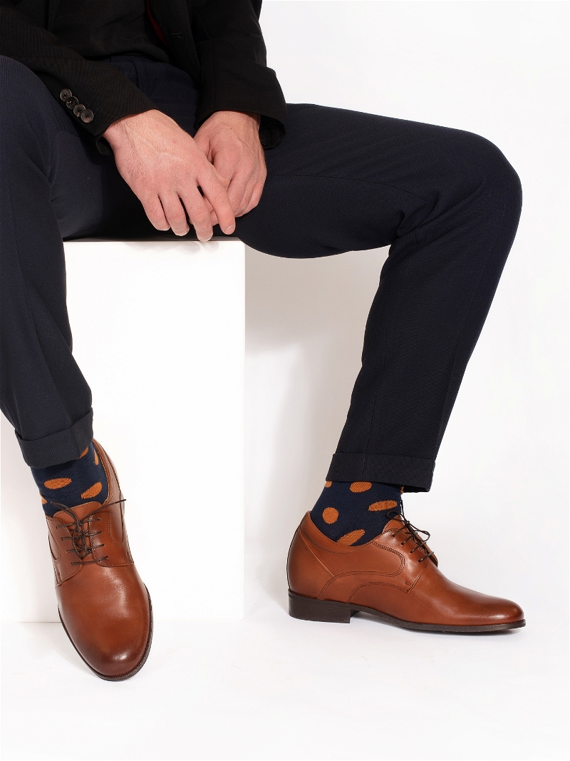 Brązowe buty podwyższające Bruce +7 cm, Conhpol - polska produkcja, Półbuty podwyższające, CH6286-01, Konopka Shoes
