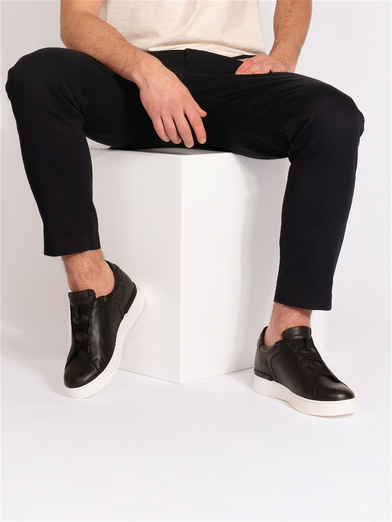 Czarne sneakersy podwyższające Cyrus + 7 cm, Conhpol Dynamic - Polska produkcja, Sneakersy, SH2679-01, Konopka Shoes