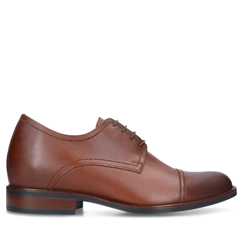 Brązowe, eleganckie buty podwyższające, Conhpol - polska produkcja, Półbuty podwyższające, CH6204-02, Konopka Shoes