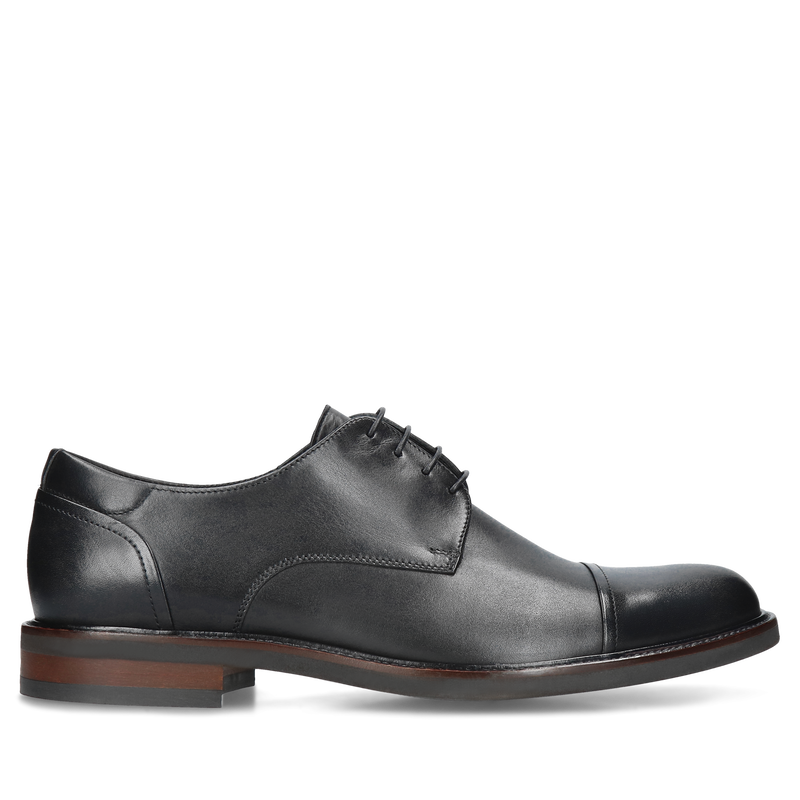 Czarne półbuty Oscar, Conhpol - polska produkcja, CE6358-01, Derby, Konopka Shoes