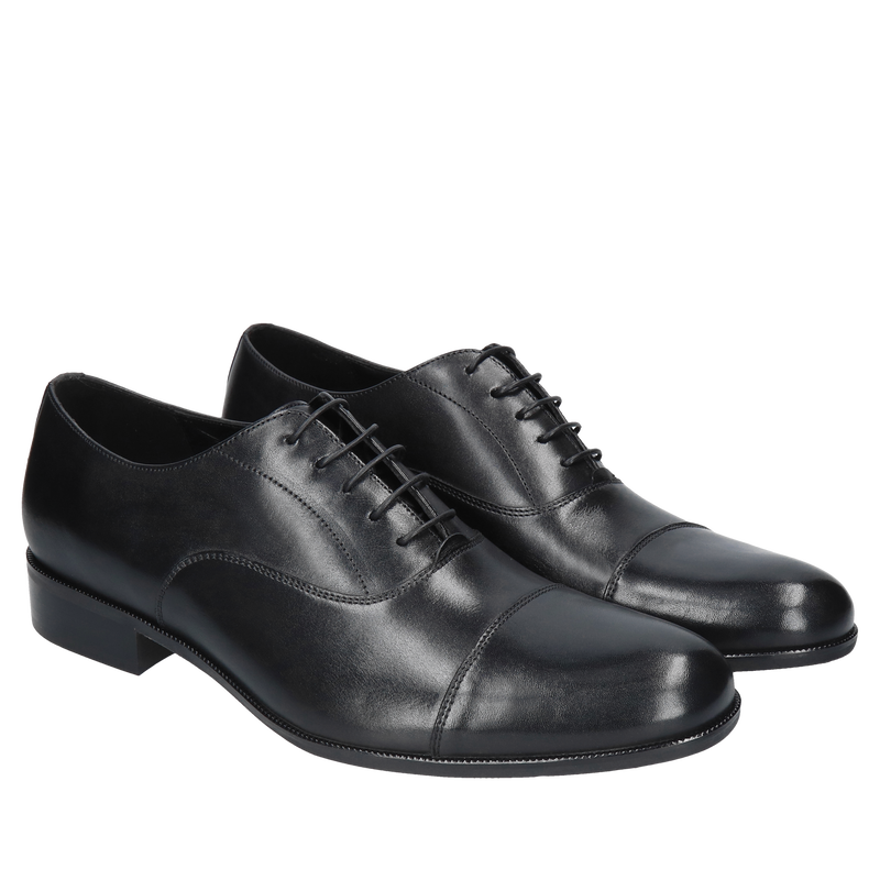 Czarne oxfordy Oscar, Conhpol - polska produkcja, Derby, CE6355-01, Konopka Shoes