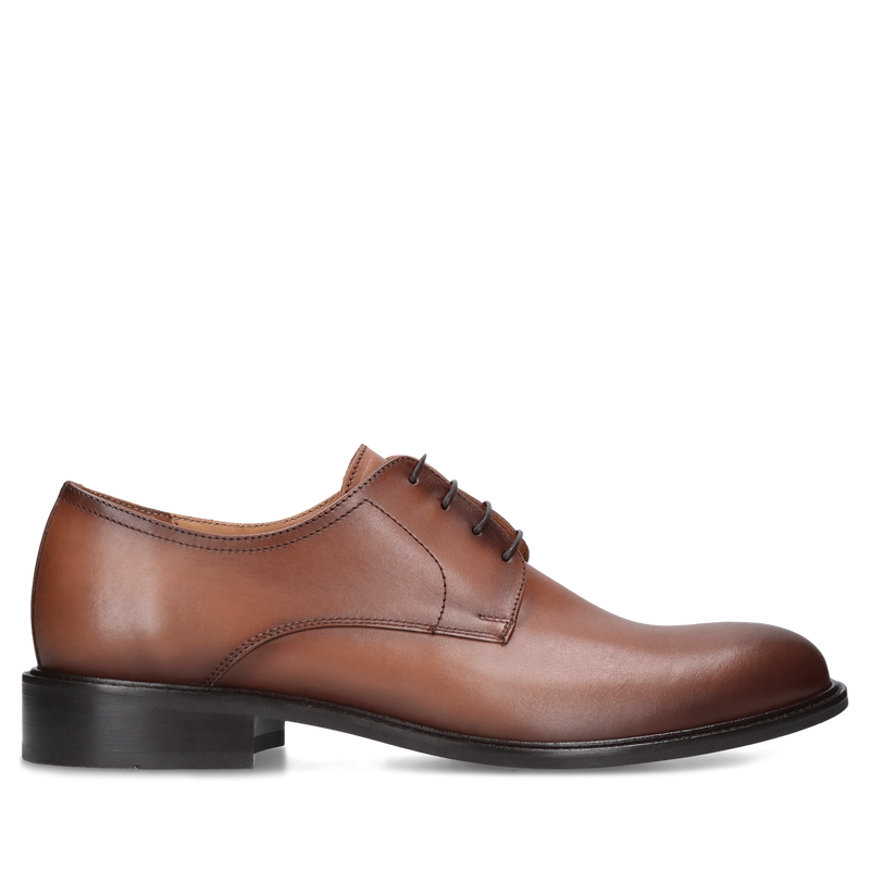 Męskie buty brązowe, eleganckie derby skórzane, buty do ślubu, Conhpol, Konopka Shoes