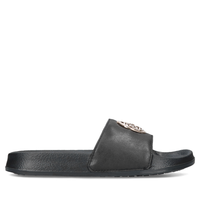 Czarne, wygodne, lekkie plażowe klapki damskie, U.S. Polo Assn., Konopka Shoes