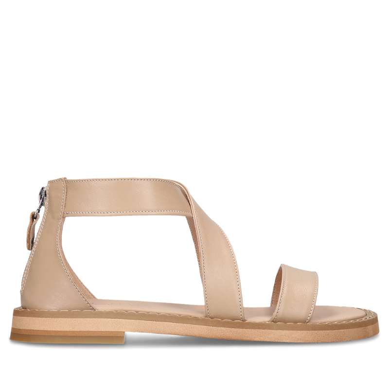 Beżowe, wygodne, proste sandały skórzane, Conhpol Relax - polska produkcja, RE2744-01, Konopka Shoes