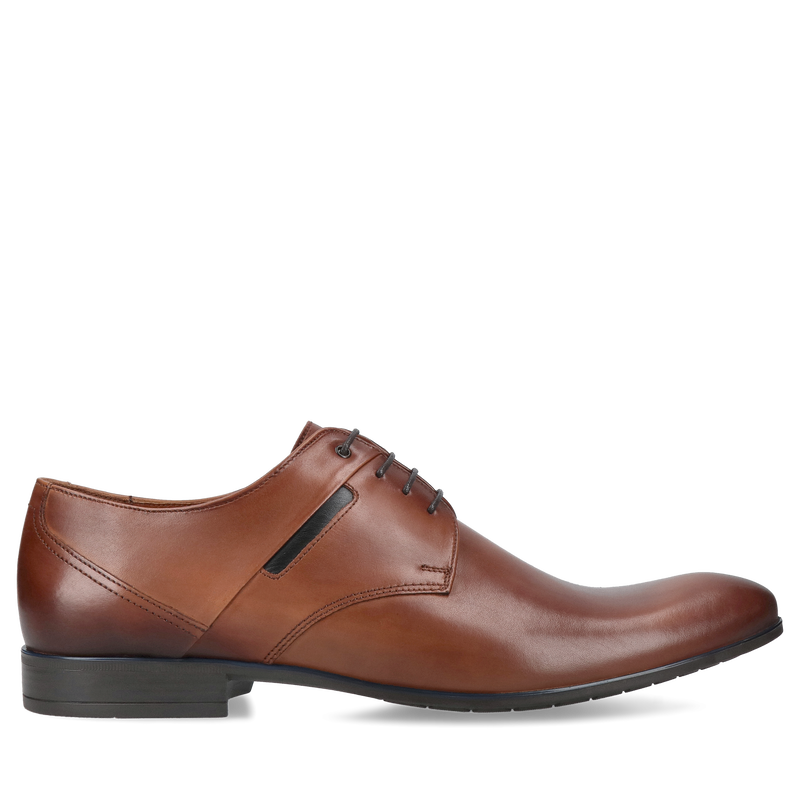 Skórzane półbuty męskie, brązowe derby Matthias, Conhpol - polska produkcja, Derby, CE6181-02, Konopka Shoes