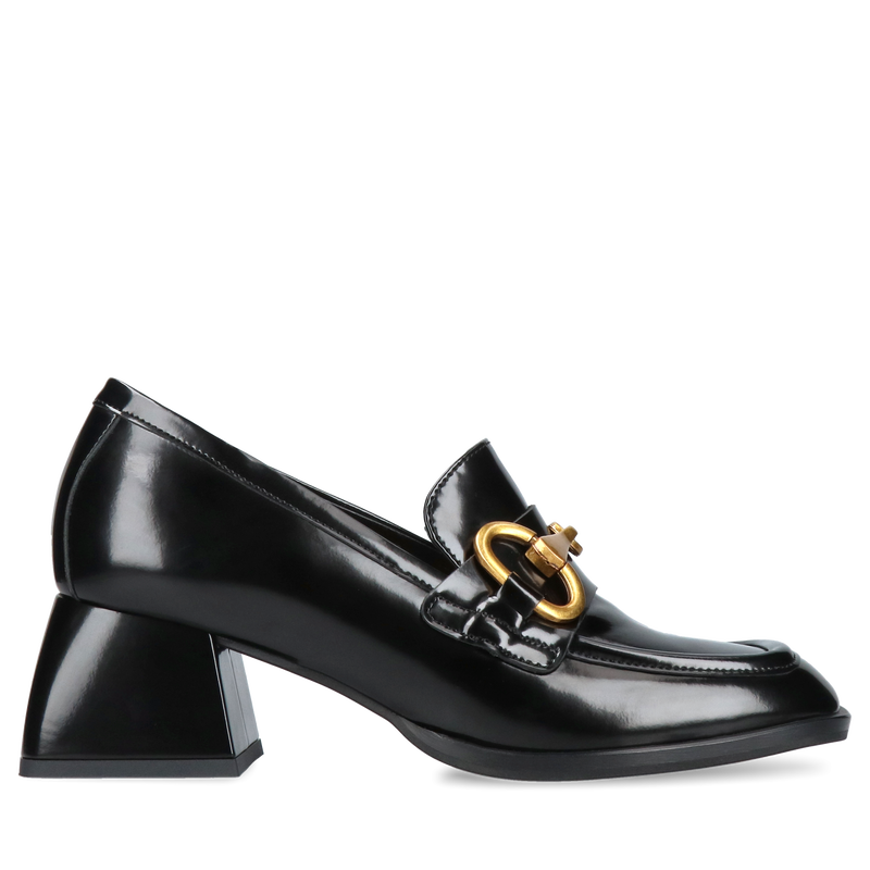 Czarne, eleganckie półbuty wsuwane z piękną ozdobą, VS0010-02, Visconi, Konopka Shoes Czarne, eleganckie półbuty wsuwane z piękną ozdobą, VS0010-02, Visconi, Konopka Shoes