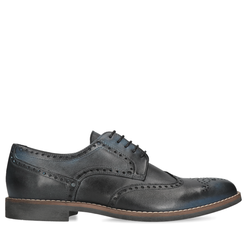 Granatowe, skórzane półbuty Teo, Conhpol, Męskie, Brogsy, CE6377-02, Konopka Shoes Granatowe, skórzane półbuty Teo, Conhpol, Męskie, Brogsy, CE6377-02, Konopka Shoes