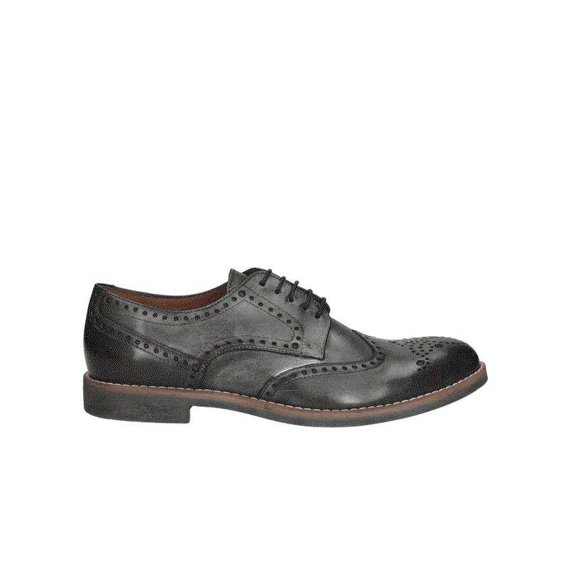 Czarne casualowe, półbuty Teo, Conhpol - polska produkcja, CE6377-01, Brogsy, Konopka Shoes