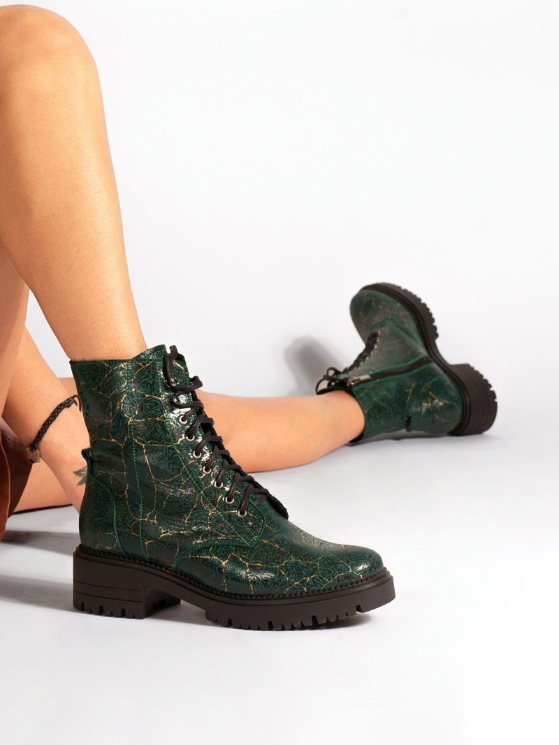 Zielone botki Linda, Conhpol Relax - polska produkcja, Trapery i workery, RK2707-02, Konopka Shoes Zielone botki Linda, Conhpol Relax - polska produkcja, Trapery i workery, RK2707-02, Konopka Shoes