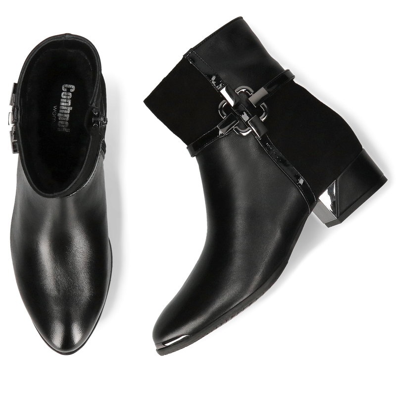 Eleganckie niskie botki damskie, oryginalne botki damskie na niskim obcasie