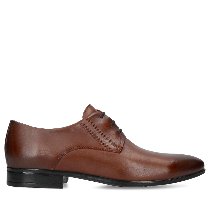 Męskie buty brązowe, eleganckie derby skórzane, buty do ślubu, Conhpol, Konopka Shoes