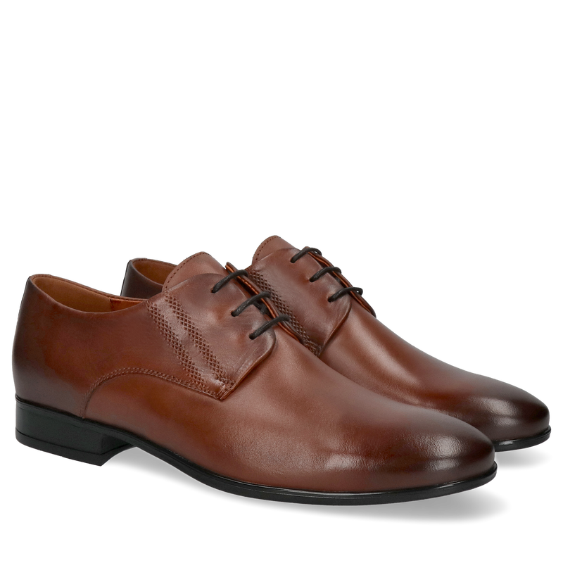 Męskie buty brązowe, eleganckie derby skórzane, buty do ślubu, Conhpol, Konopka Shoes