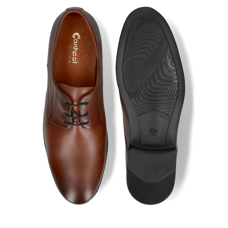 Męskie buty brązowe, eleganckie derby skórzane, buty do ślubu, Conhpol, Konopka Shoes