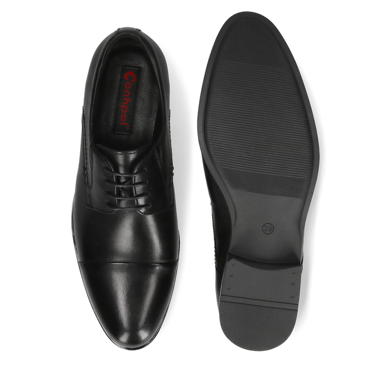 Buty ślubne męskie czarne, skórzane derby eleganckie