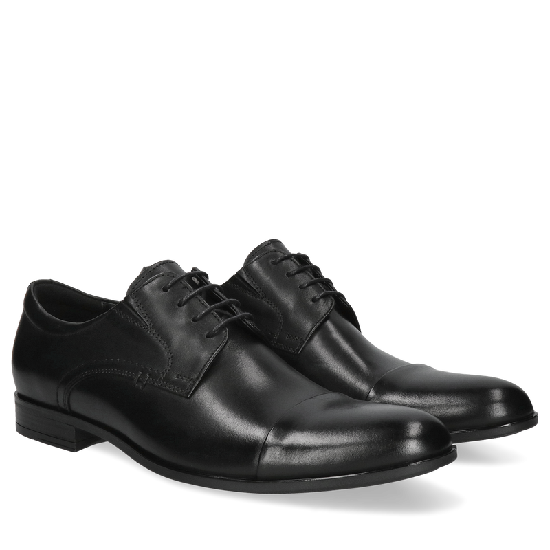 Buty ślubne męskie czarne, skórzane derby eleganckie