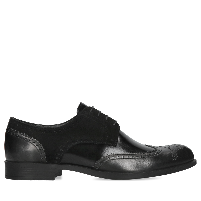 Czarne derby Erik, Conhpol - polska produkcja, Brogsy, Konopka Shoes