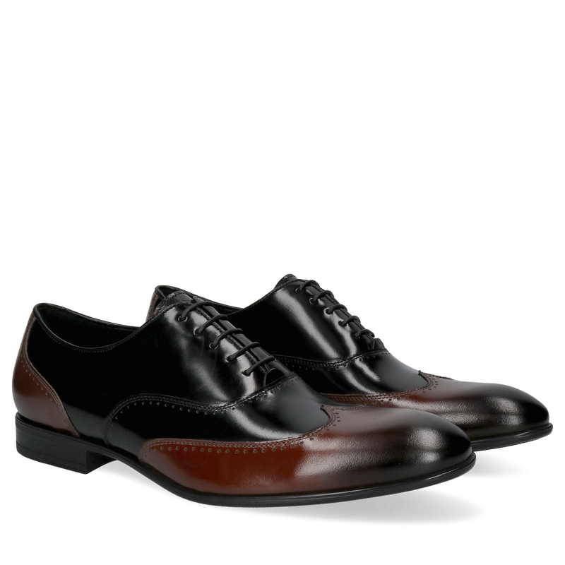 Czarno-brązowe oxfordy Miguel, Conhpol - polska produkcja, Oxford, Konopka Shoes