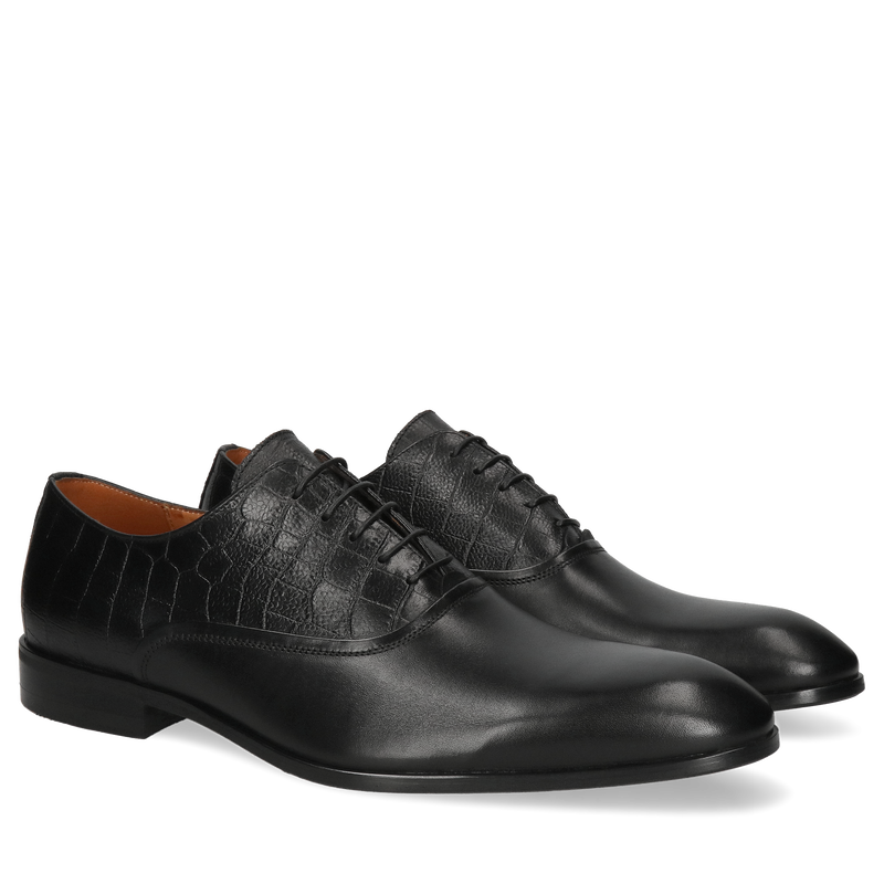 Czarne oxfordy Kevin - CF0010-01, Conhpol - polska produkcja, Oxfordy, CF0010-01, Konopka Shoes