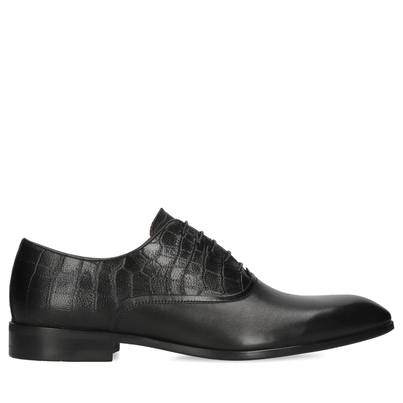 Czarne oxfordy Kevin - CF0010-01, Conhpol - polska produkcja, Oxfordy, CF0010-01, Konopka Shoes