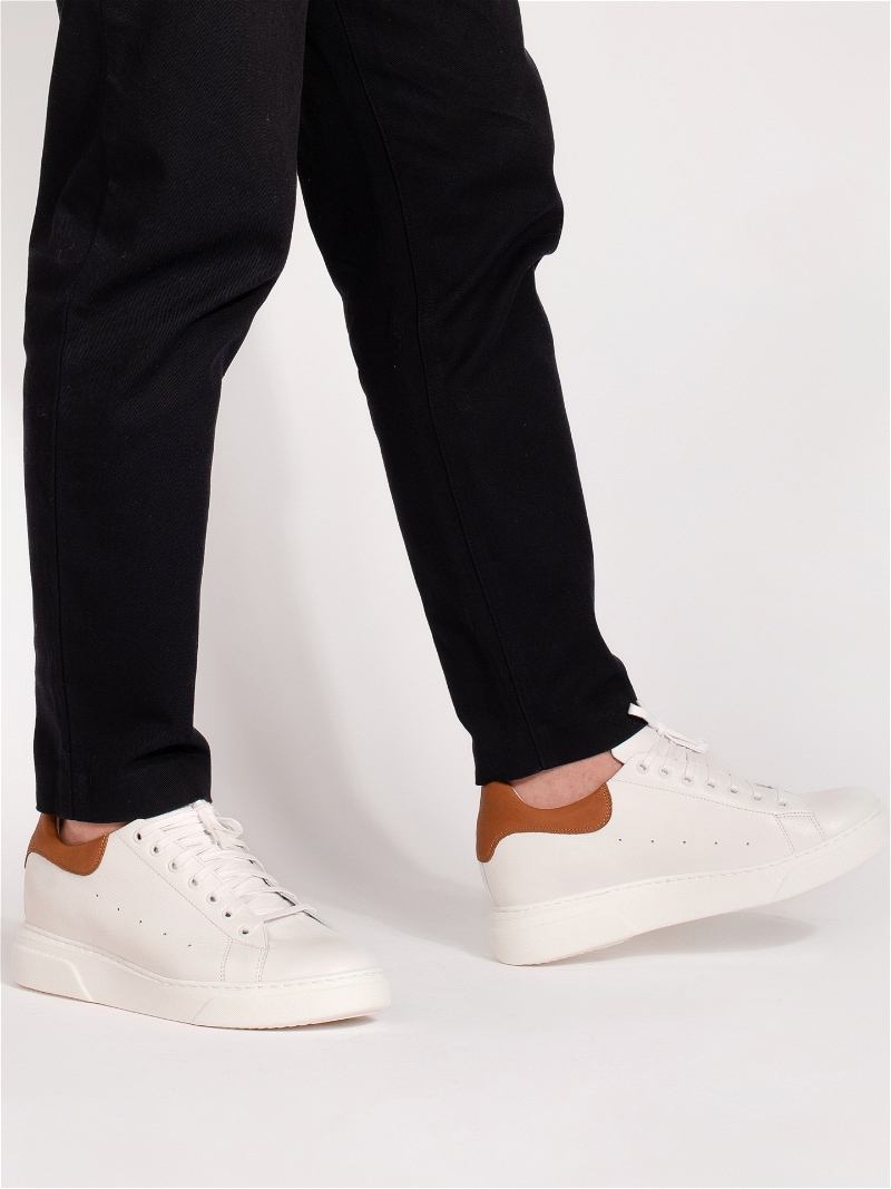 Białe sneakersy podwyższające Cyrus + 7 cm Conhpol Dynamic - Polski producent, Sneakersy podwyższające, SH2681-01, Konopka Shoes