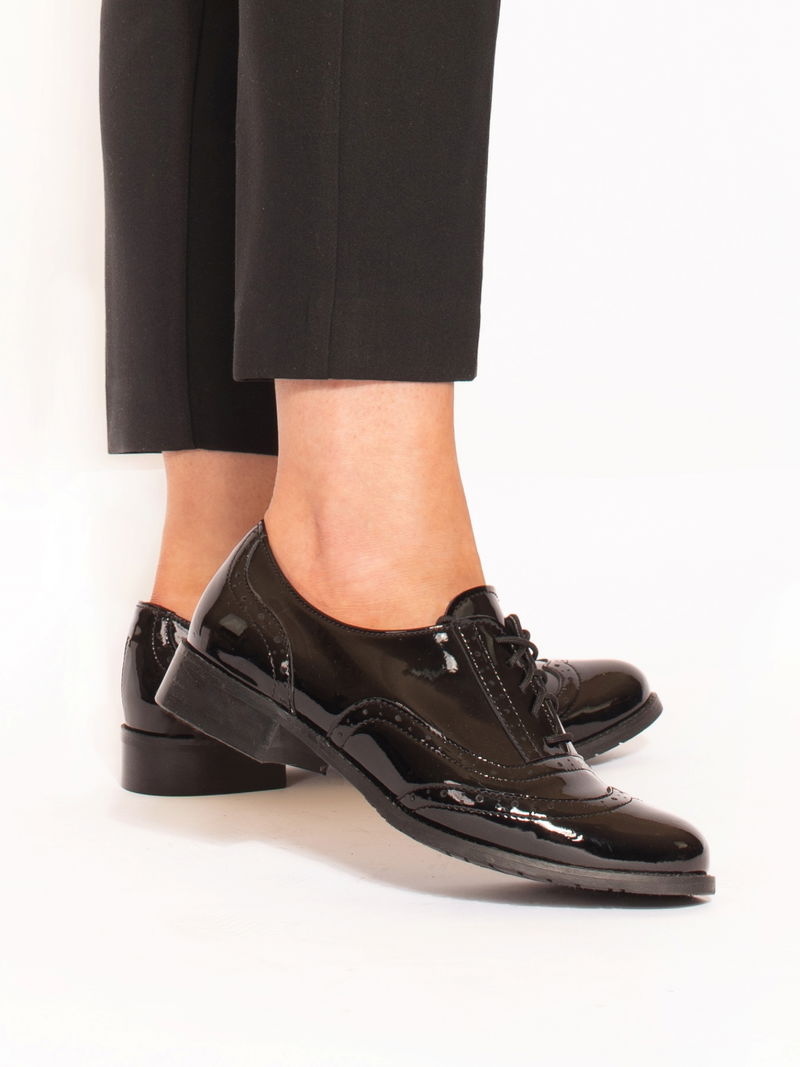 Czarne półbuty Emma, Conhpol Relax - polska produkcja, Półbuty, RE1808-03, Konopka Shoes Czarne półbuty Emma, Conhpol Relax - polska produkcja, Półbuty, RE1808-03, Konopka Shoes