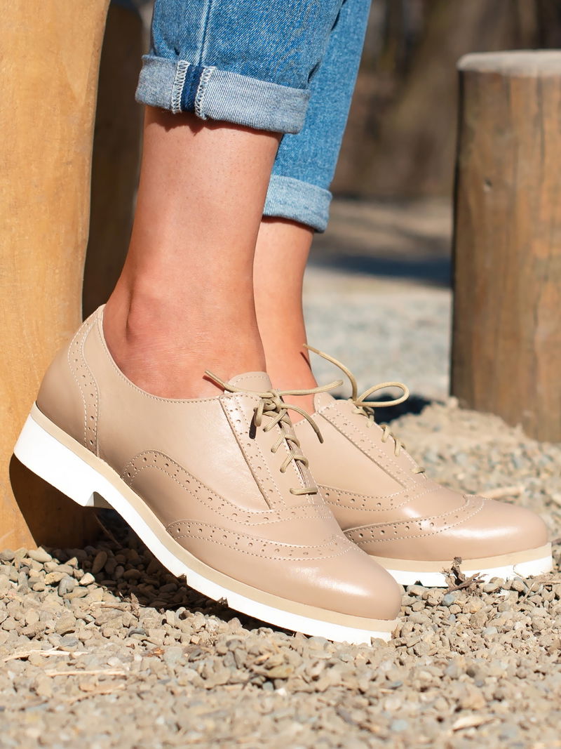 Beżowe oksfordy Liliana, Conhpol Relax - polska produkcja, Półbuty, RE2659-02, Konopka Shoes Beżowe oksfordy Liliana, Conhpol Relax - polska produkcja, Półbuty, RE2659-02, Konopka Shoes