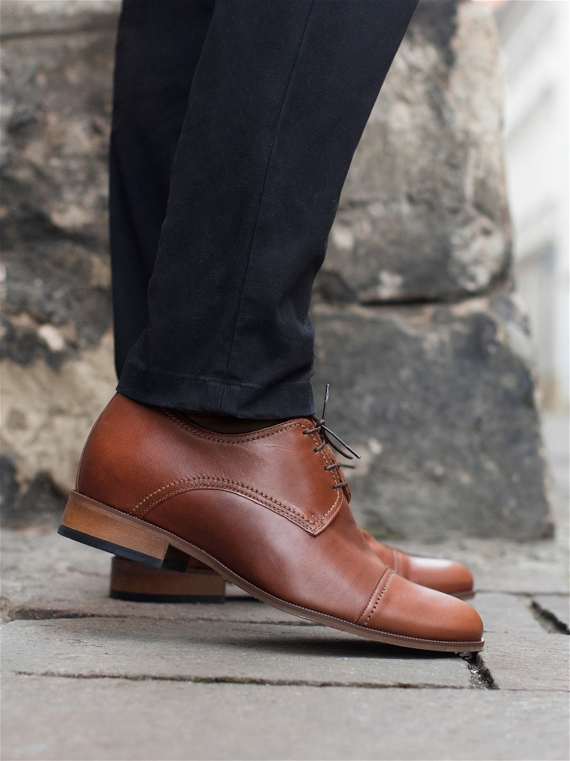 Brązowe buty podwyższające Bruce +7 cm, Conhpol - polski producent, Półbuty podwyższające, CH3116-05, Konopka Shoes