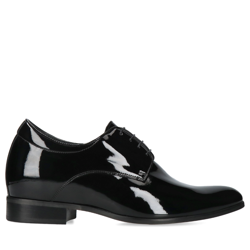 Czarne, eleganckie buty podwyższające, Conhpol - polska produkcja, Półbuty