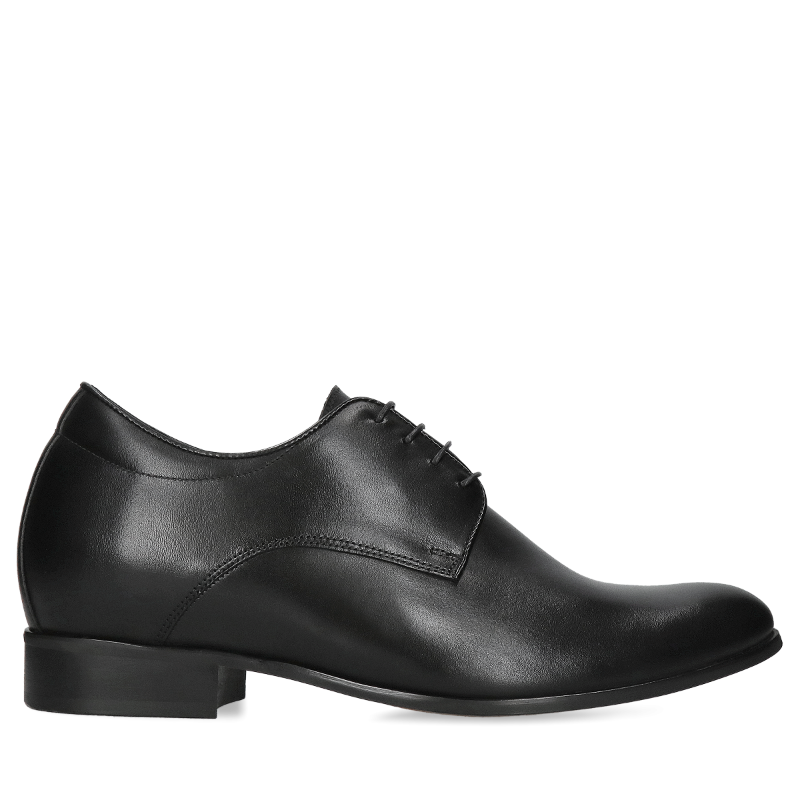 Czarne buty podwyższające Dustin +7 cm, Conhpol - Polski producent, Półbuty podwyższające, CH0478-09, Konopka Shoes