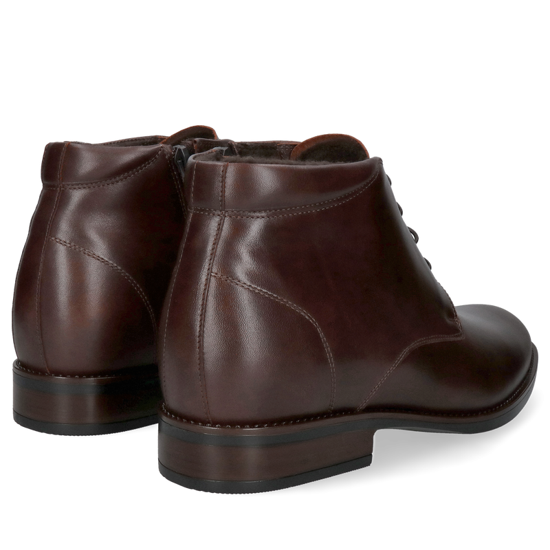 Trzewiki męskie podnoszące wzrost brązowe ze skóry licowej, Conhpol, Konopka shoes