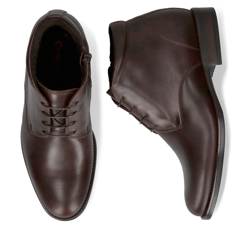 Trzewiki męskie podnoszące wzrost brązowe ze skóry licowej, Conhpol, Konopka shoes