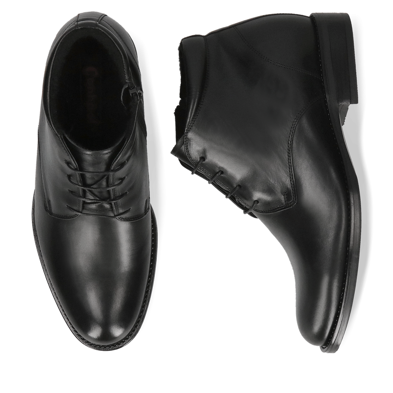 Skórzane buty męskie eleganckie, trzewiki podwyższajace zimowe