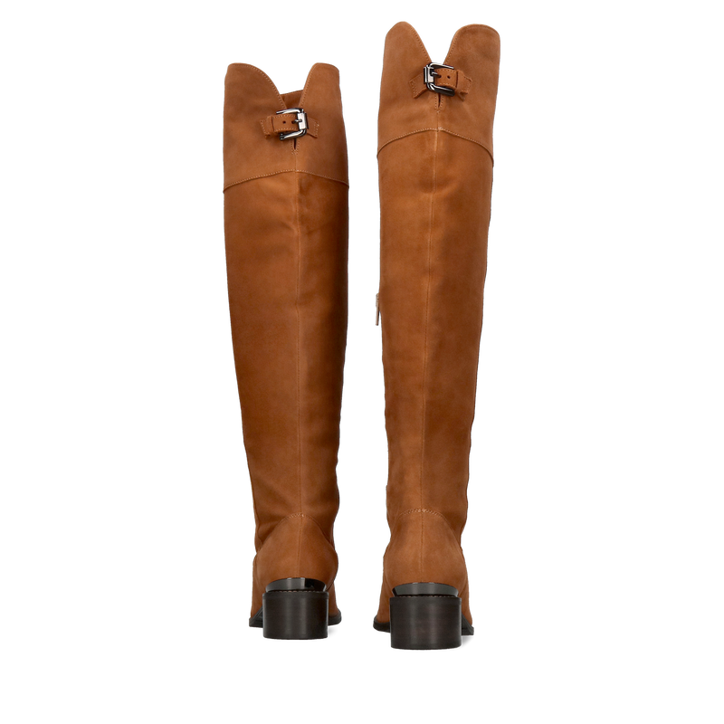 Wysokie kozaki nad kolano, zimowe kozaki zamszowe, rude kozaki damskie