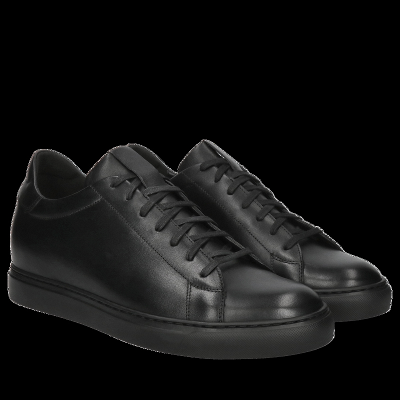 Buty podwyższające czarne, męskie sneakersy, skóra licowa, Conhpol, Konopka Shoes