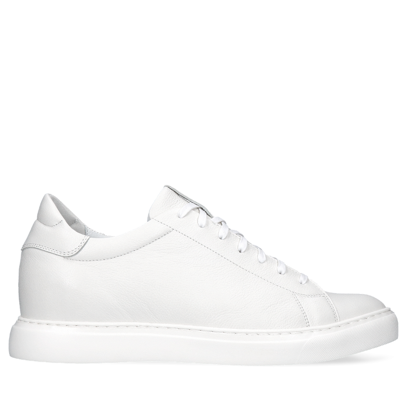 Białe, skórzane buty podwyższające Xavier +6 cm, Conhpol Dynamic - polska produkcja, Sneakersy, SH2682-01, Konopka Shoes