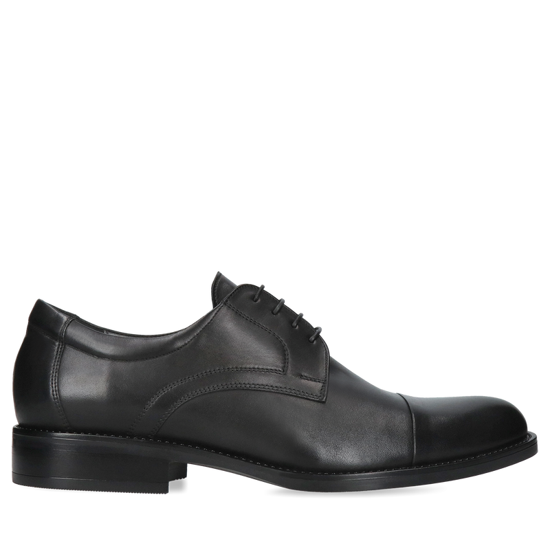 Męskie buty czarne, eleganckie derby skórzane, Conhpol, Konopka Shoes