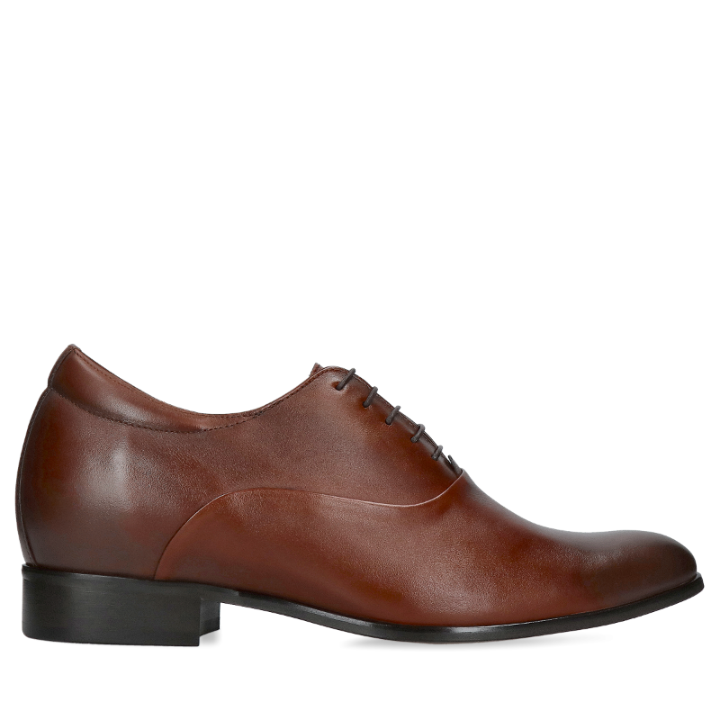 Brązowe, eleganckie buty podwyższające, Oxfordy, Conhpol - polska produkcja, CH0437-06, Konopka Shoes