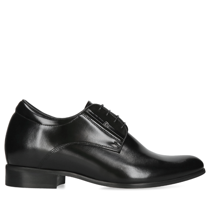 Czarne buty podwyższające Dustin +7 cm, Conhpol - polska produkcja, Derby, CH0309-02, Konopka Shoes