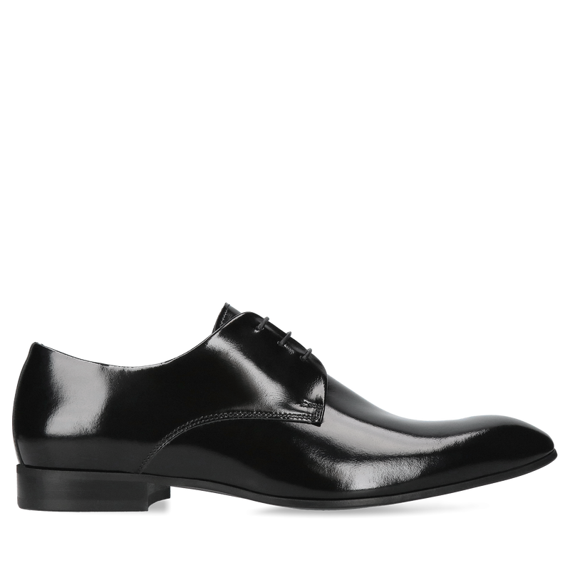 Męskie buty czarne, eleganckie derby skórzane, Conhpol, Konopka Shoes