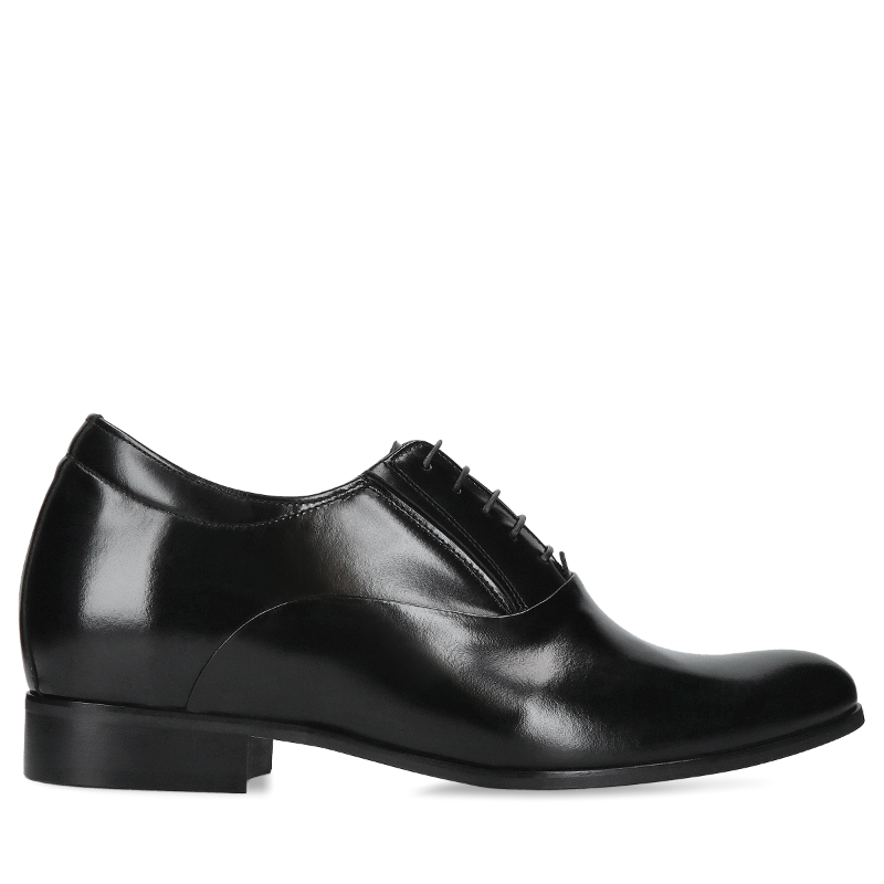 Czarne, eleganckie buty podwyższające, Oxfordy , Conhpol - polska produkcja, CH0410-01, Konopka Shoes