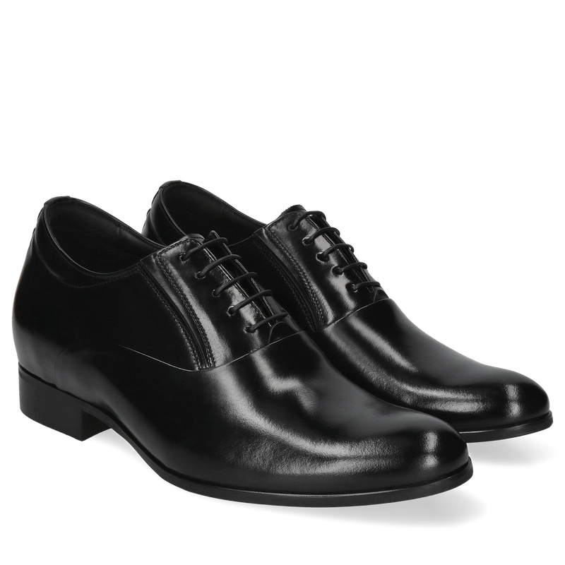 Buty biznesowe podwyższające wzrost, półbuty męskie czarne