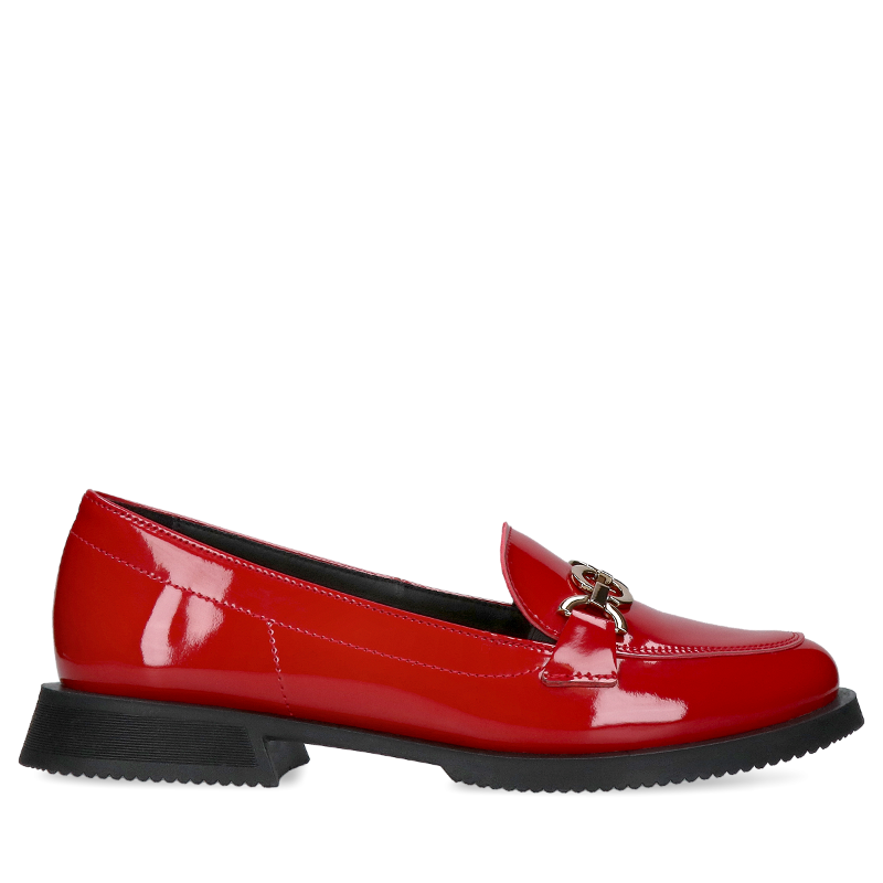 Czerwone loafersy ze skóry lakierowanej Julia, Conhpol Relax - polska produkcja, RE2756-02, Loafersy i mokasyny, Konopka Shoes