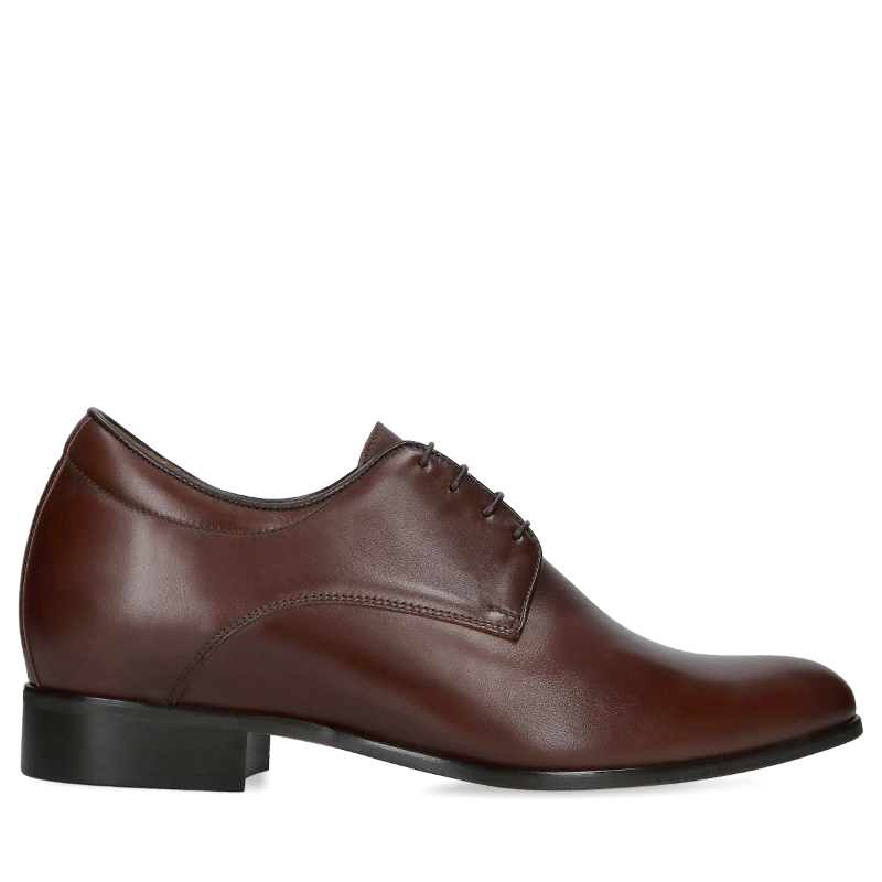 Brązowe, skórzane buty podwyższające Dustin +7 cm, Conhpol - polska produkcja, CH0478-10, Derby, Konopka Shoes