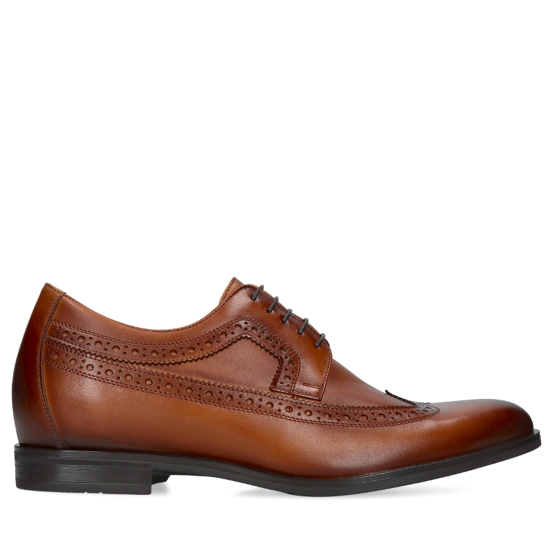 Brązowe, skórzane buty podwyższające męskie Luis +7 cm, Conhpol - polska produkcja, Derby, CH6384-01, Konopka Shoes