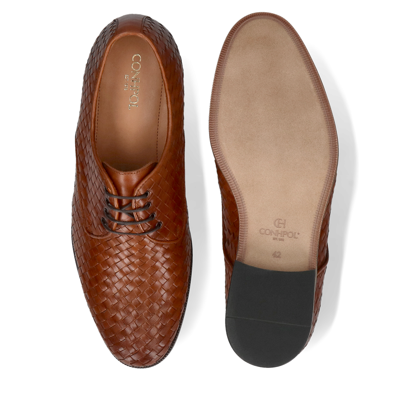 Podkreśl swój status, eleganckie derby skórzane, podwyższające wzrost