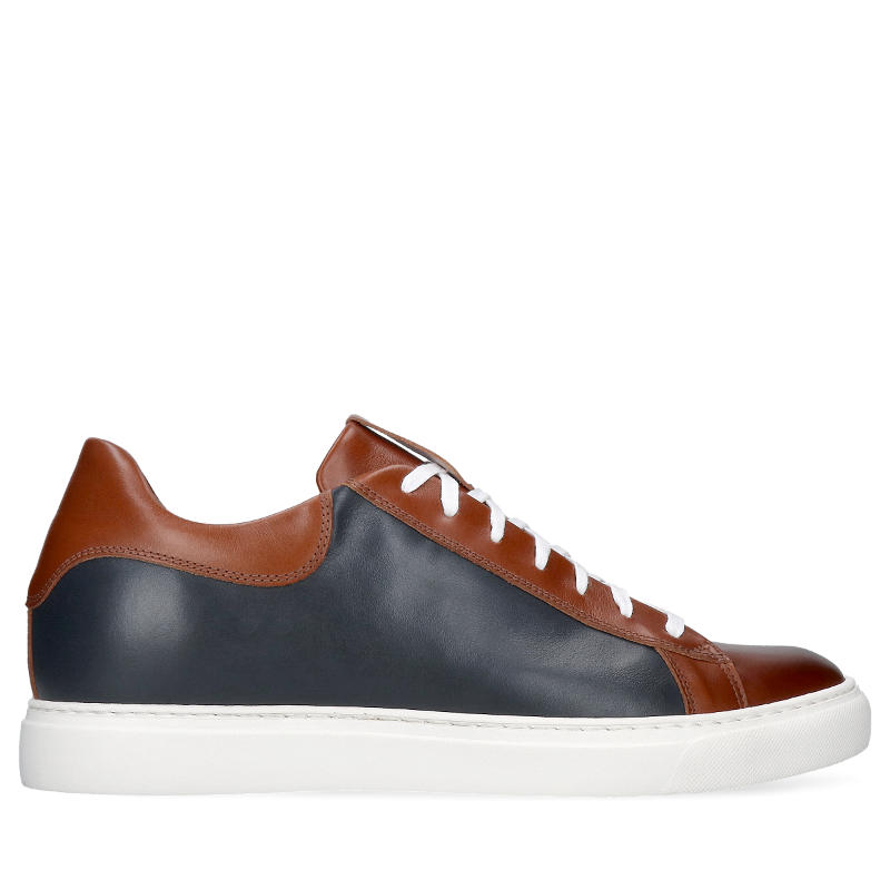 Granatowo-brązowe buty podwyższające, sneakersy Xavier, Conhpol Dynamic - polska produkcja, SH2680-05, Sneakersy, Konopka Shoes